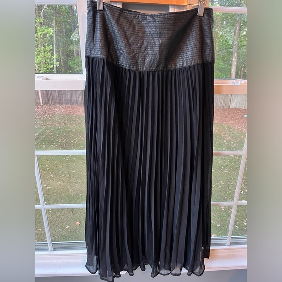Anthropologie Faux Leather Pleated Midi Skirt - Picture 7 of 7